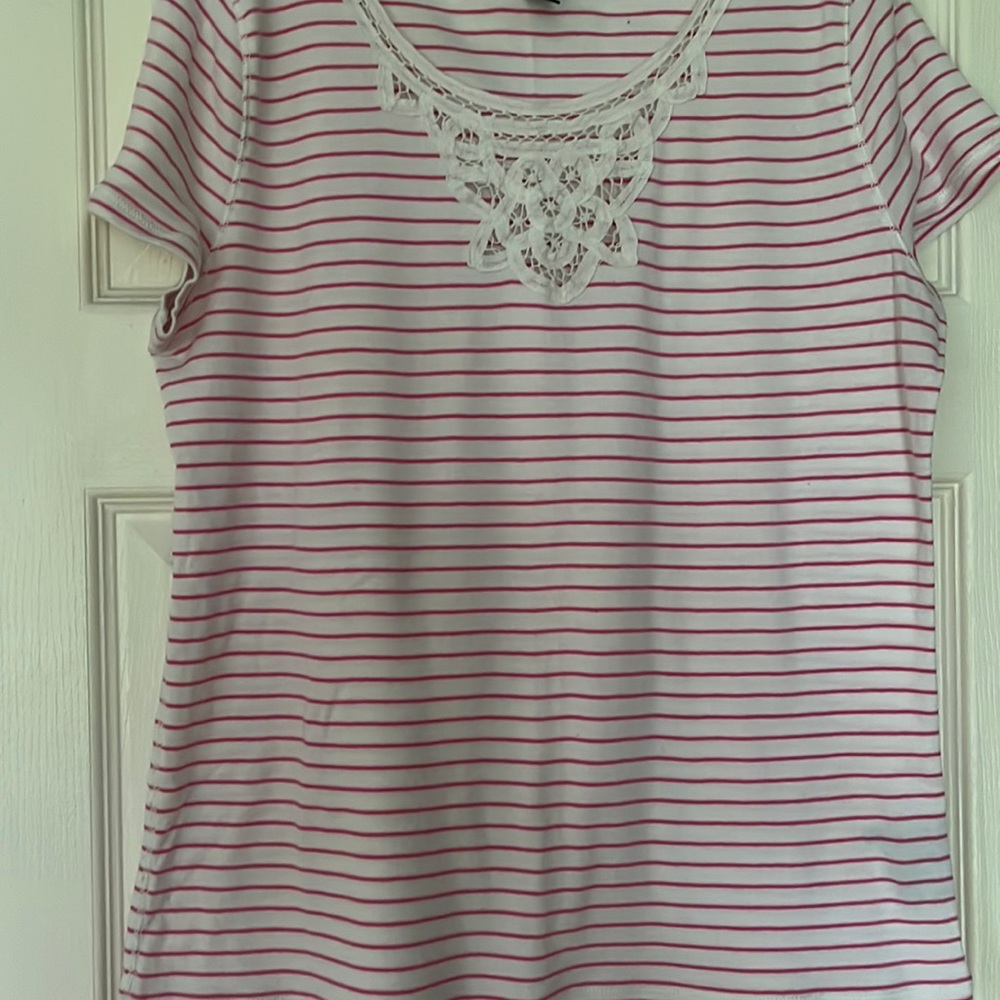 Ralph Lauren pink and white striped XL, short sleeve tee